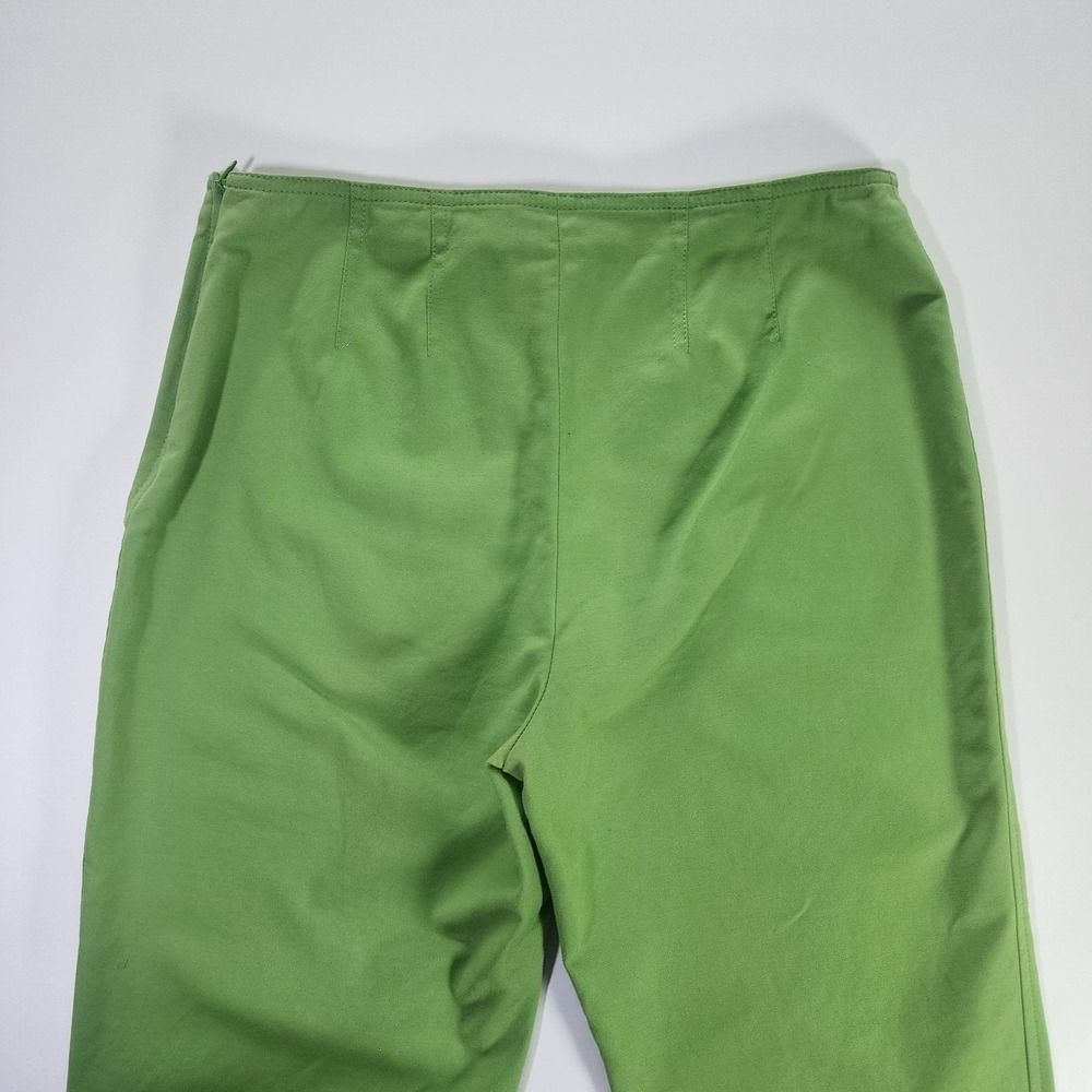 St John Pants Slacks Women's 4 Green Cotton Straight Leg Flat Front Zipper EUC - Picture 6 of 10